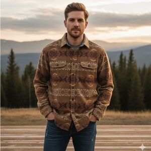 Pendleton Southwest Pattern Shirt Jacket Brown Geometric M